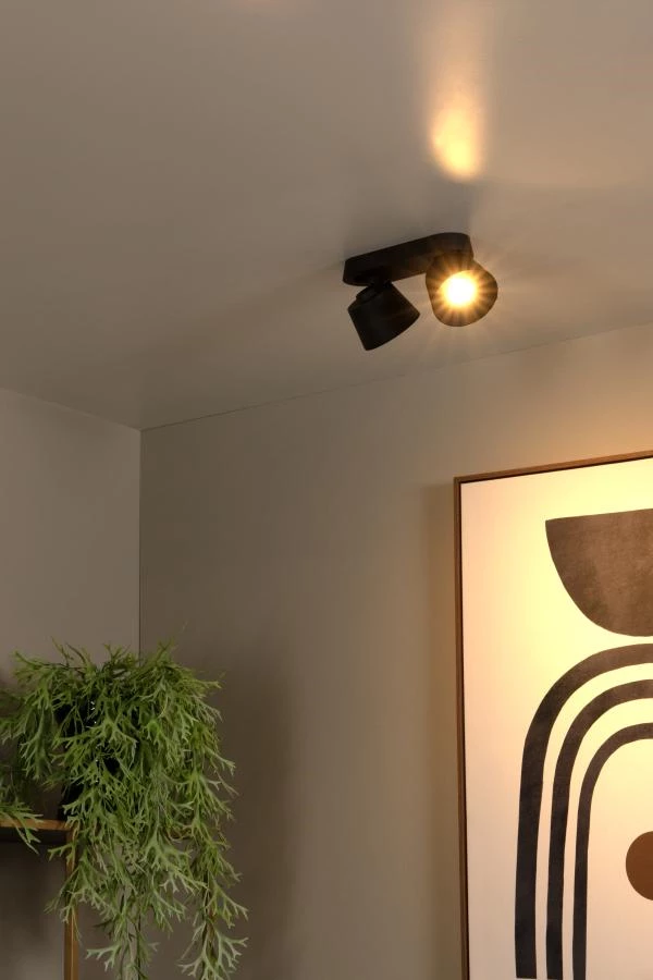 Lucide TRIGONO - Spot plafond - 2xGU10 - Noir - ambiance 1